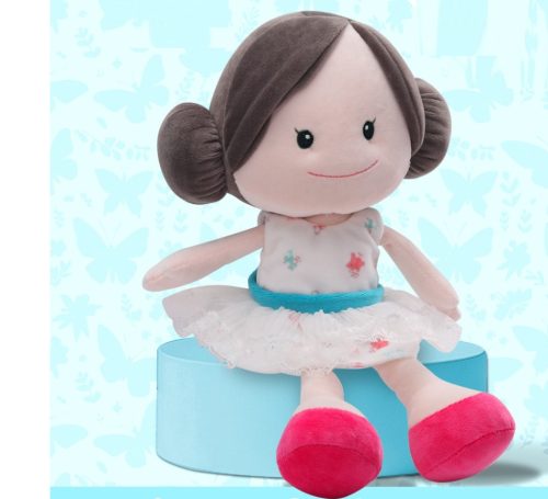 Puha rongybaba fehér ruhában - kislányos ölelgetni való játék