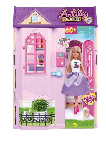 Anlily Dream House 60 kiegészítővel, babával és kiskutyával