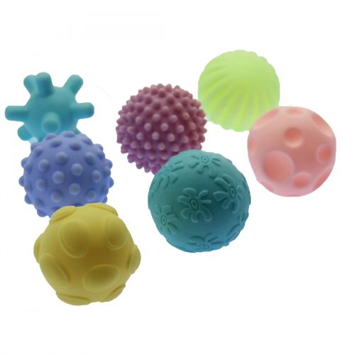 Bébi tapintás fejlesztő labda pasztell színű hálóban