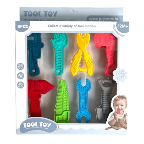 Bébi rágóka klt., szerszám klt., 8 db, 25x28 cm dob.