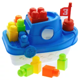   Hajó építőkocka készlettel – 11 db-os fejlesztő játék, 30 × 30 cm