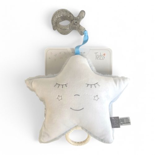 Tedsy Zenélő Bébi Játék – Plüss Csillag, csörgő + akasztó, 26 cm