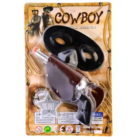   Western készlet pisztollyal, pisztolytáskával és maszkkal – cowboy szett