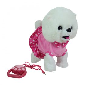 Sétáló, ugató plüss kutyus, pórázzal