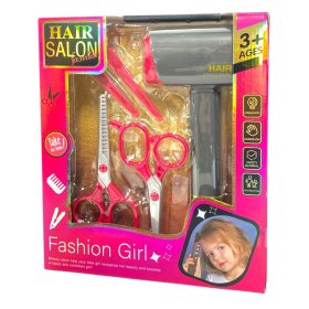 Hajszárító készlet, elemesemes, olló, salon – dobozos