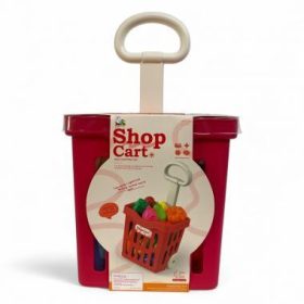   Húzós bevásárlókocsi zöldségekkel és gyümölcsökkel, játék bevásárló szett