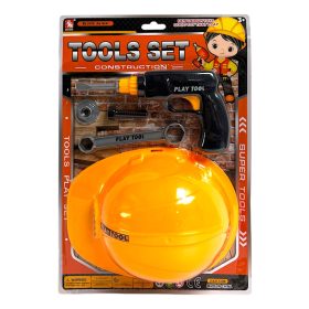   Szerszámgép készlet, fúrógép, munkás sisak, 2 szín – lapon