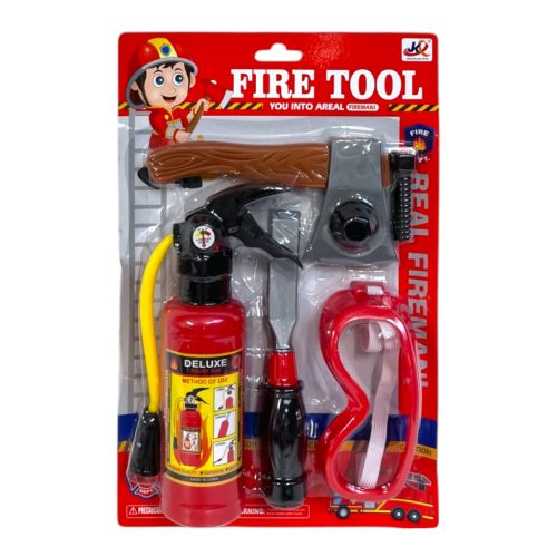Tűzoltó szerszám készlet, palack, szemüveg, kiegészítőészítő, 2 féle – lapon