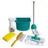 Takarító készlet, vödör, felemesmosó mop, + kiegészítőészítő, 2 féle – hálós