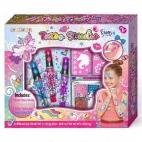   Tattoo Studio Fun – Csillámtetkó készlet 3 az 1-ben glitterrel