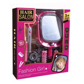   Fodrász játékszett világító tükörrel – ollóval és kiegészítőkkel