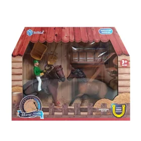   Lovas istálló játékszett – 2 lóval és lovassal, karámmal
