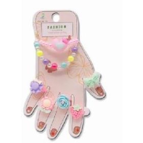   Ékszer készlet, karkötő + gyűrűk, több féle, kéz form. 12 db/ – zacskós