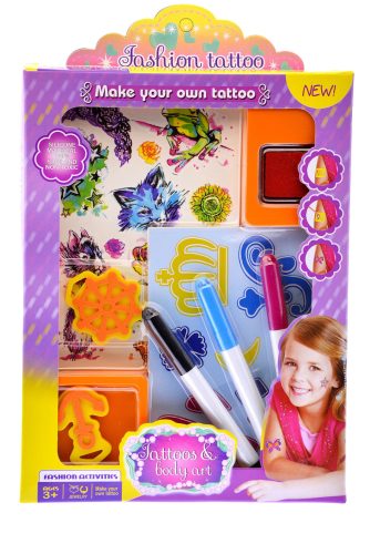 Testmatrica készlet, tetoválás + filctoll, smink – dobozos