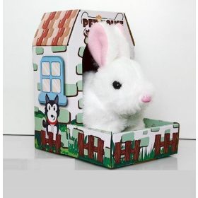 Plüss nyuszi, elemes, ugráló, 13x22 cm dob.