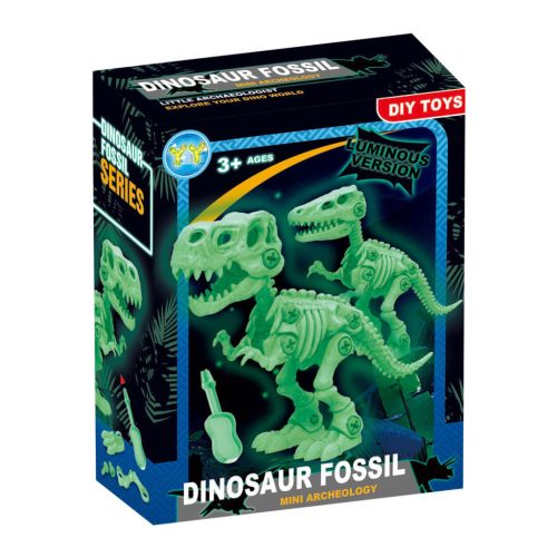 Szerelős dínó csontváz, sötétben világítós