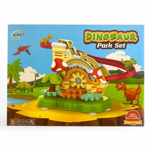 Lépcsőnjáró dínó klt., el., vil.,+ fogaskerekes építő, 27x20 cm dob.