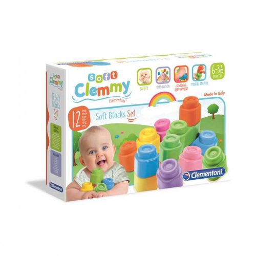Clemmy bébi építőkocka, 12 db-os
