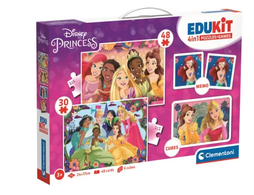 Clementoni Puzzle, memória kártya, mesekocka, Disney hercegnők, 37x26 cm