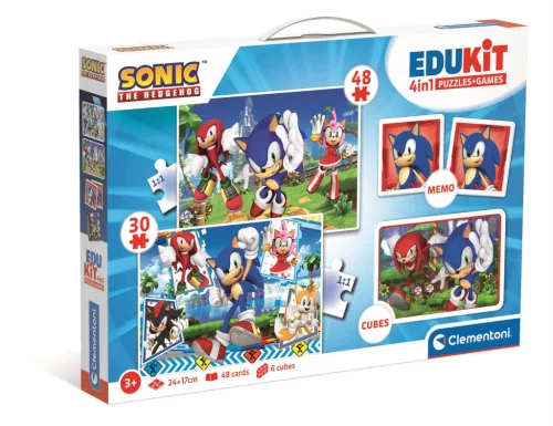 Clementoni Puzzle, memória kártya, mesekocka, Sonic a sündisznó