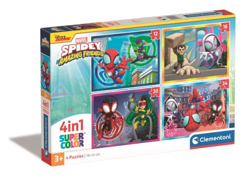 Clementoni Puzzle, Spidey és barátai, 12, 16, 20, 24 db, 4 az 1ben