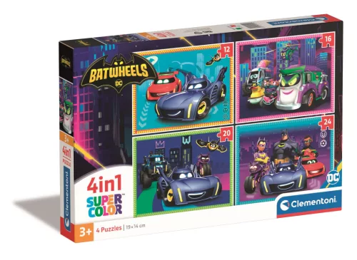 Clementoni Puzzle, DC, BatWheels, 12, 16, 20, 24 db, 4 az 1ben