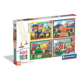 Clementoni Puzzle 4 az 1-ben – Munkagépek (12-24 db)
