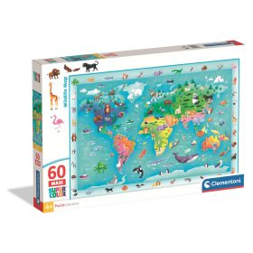 Clementoni Puzzle 60 db – Világtérkép állatokkal