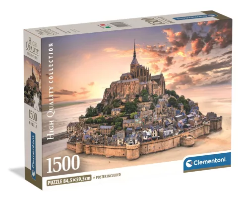 Clementoni Puzzle, Mont Saint-Michel apátság poszterrel, 1500 db