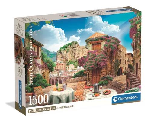 Puzzle, festői olasz táj, poszterrel, 1500 db, 28x21 cm dob.