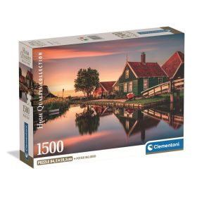   Clementoni Puzzle 1500 db poszterrel – Zaanse Schans holland táj