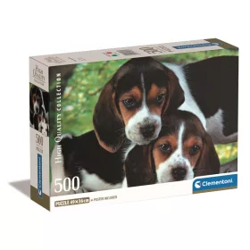 Puzzle, 2 db kiskutya, poszterrel, 500 db, 25x18 cm dob.