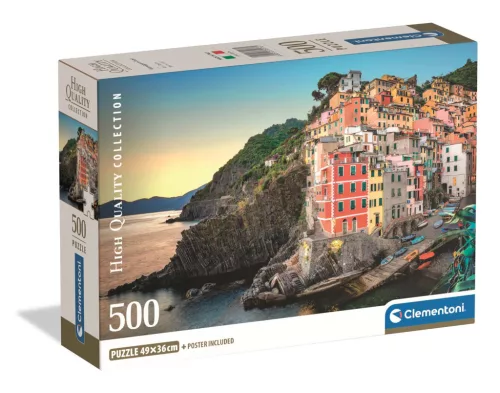 Clementoni Puzzle, sziklás kikötő, poszterrel, 500 db, 25x18 cm