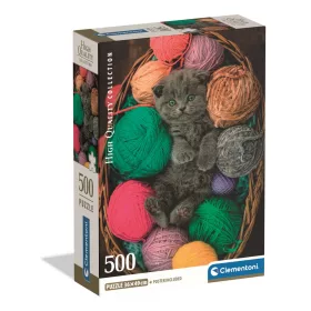   Clementoni Puzzle, kiscica gombolyagokkal, poszterrel, 500 db