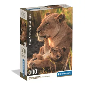 Clementoni Puzzle, oroszlán kölykével, poszterrel, 500 db