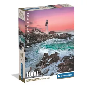   Clementoni Puzzle, hullámos tengerpart világítótoronnyal, poszterrel, 1000 db, 20x28 cm