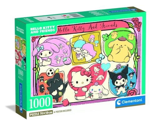 Clementoni Puzzle 1000 db poszterrel – Hello Kitty és barátai