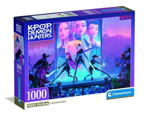 Clementoni Puzzle 1000 db poszterrel – KPop Demon Hunters Démonvadászok csata