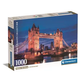 Clementoni, Tower Bridge éjjel puzzle poszterrel, 1000 db