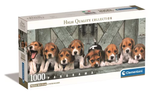 Puzzle, Beagle kutyák, poszterrel, 1000 db, 33x18 cm dob.