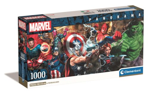 Clementoni Panoráma Puzzle 1000 db poszterrel – Marvel Bosszúállók