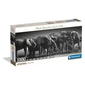   Clementoni Puzzle, Elefántok az itatónál, poszterrel, 1000 db, panoráma