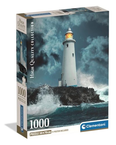 Clementoni Puzzle, világítótorony a viharban, poszterrel 1000 db-os