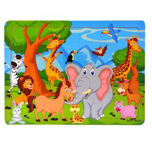 Állatos fa puzzle 60 darabos vadállatos