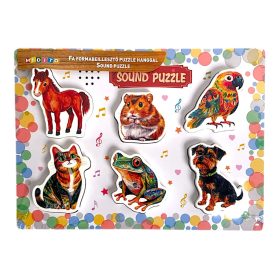 3D hangos fa puzzle – Állatok saját hanggal