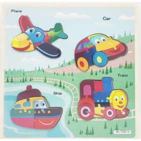 Fa ki-berakó puzzle – Járművek, 4 db-os készlet