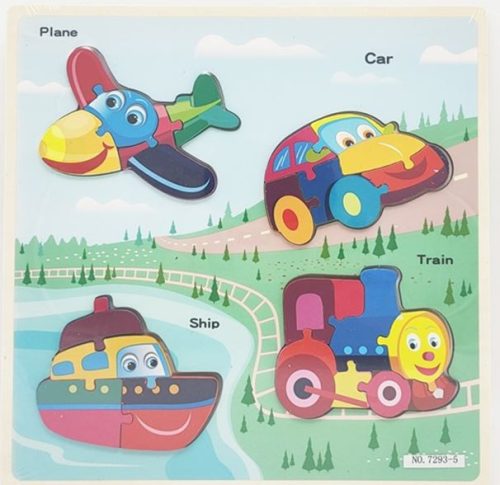 Fa ki-berakó puzzle – Járművek, 4 db-os készlet
