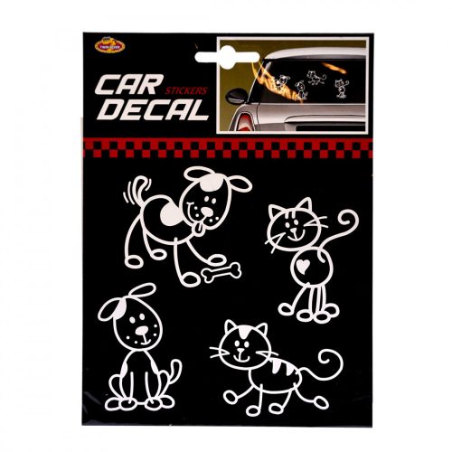 Car decal cicás, kutyás matrica autóablakra
