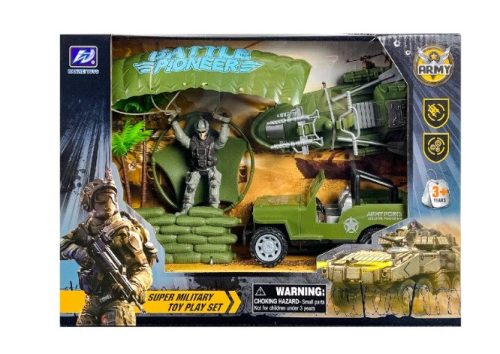 Katonai jármű szett ejtőernyős katonával