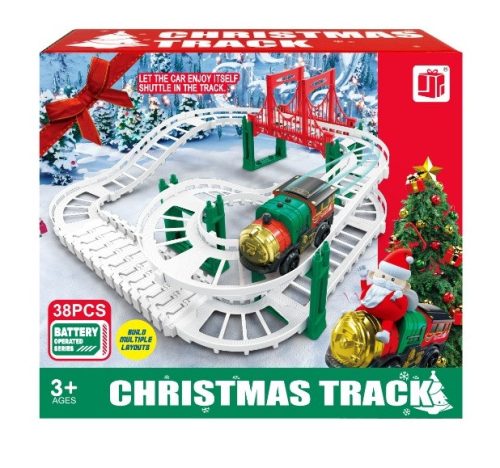 Összeépíthető karácsonyi vonatpálya készlet 38db-os